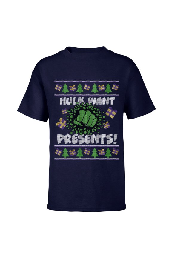 Hulk Smash Presents Holiday - Short Sleeve T-Shirt for Kids - Customized-Navy