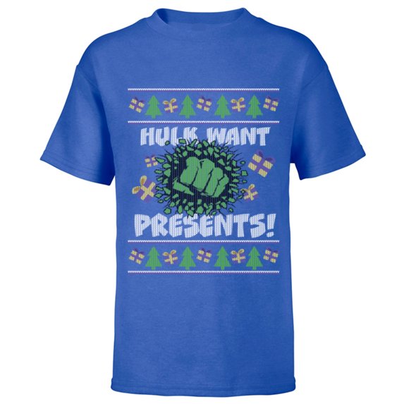 Marvel Hulk Smash Presents Holiday - Short Sleeve T-Shirt for Kids - Customized-Royal