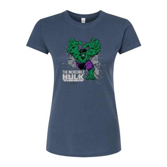 Marvel Hulk - Smash Through Wall - Juniors Fitted Graphic T-Shirt