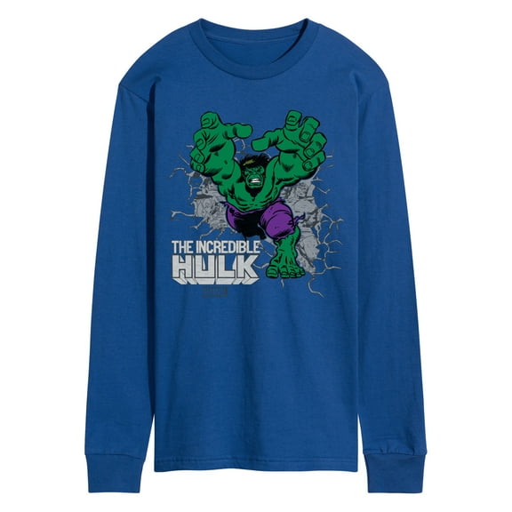 Marvel Hulk - Smash Through Wall - Men's Long Sleeve Graphic T-Shirt
