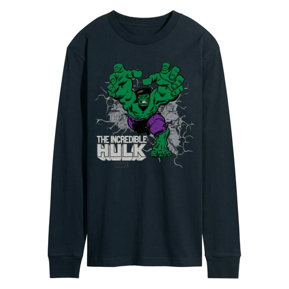 Marvel Hulk - Smash Through Wall - Men's Long Sleeve Graphic T-Shirt