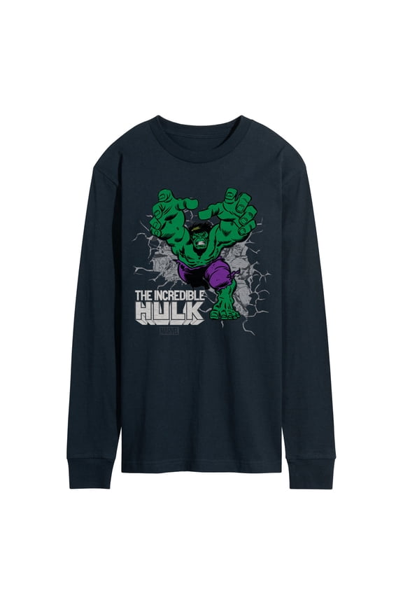 Hulk - Smash Through Wall - Men's Long Sleeve Graphic T-Shirt