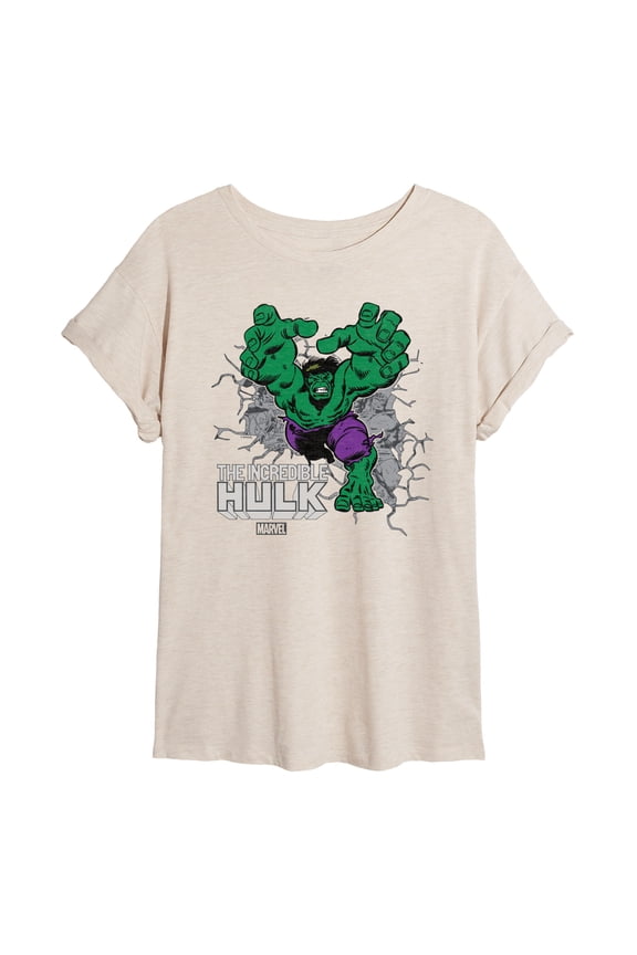Hulk - Smash Through Wall - Women's Oversized Graphic T-Shirt