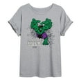 thumbnail image 1 of Marvel Hulk - Smash Through Wall - Women's Oversized Graphic T-Shirt, 1 of 5