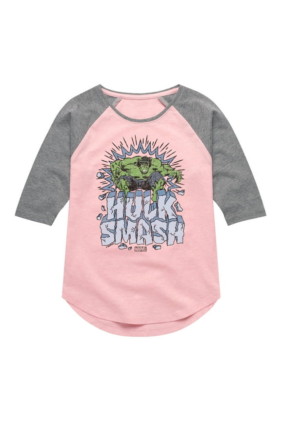 Hulk - Smash - Toddler And Youth Girls Shirt Tail Raglan