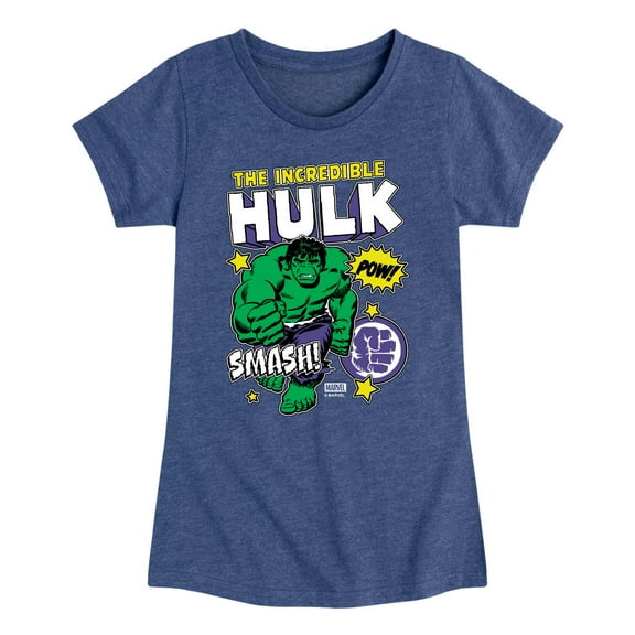 Marvel Hulk - Sticker Collage - Toddler And Youth Girls Fitted Short Sleeve Graphic T-Shirt