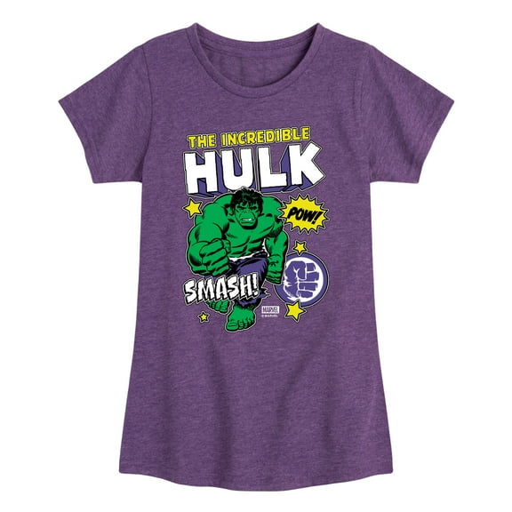 Marvel Hulk - Sticker Collage - Toddler And Youth Girls Fitted Short Sleeve Graphic T-Shirt