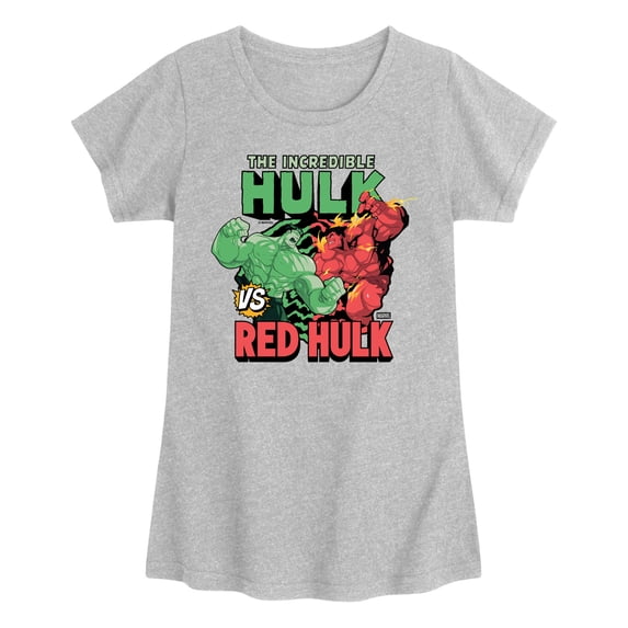Marvel - Hulk vs. Red Hulk - Youth Girls Fitted Short Sleeve T-Shirt
