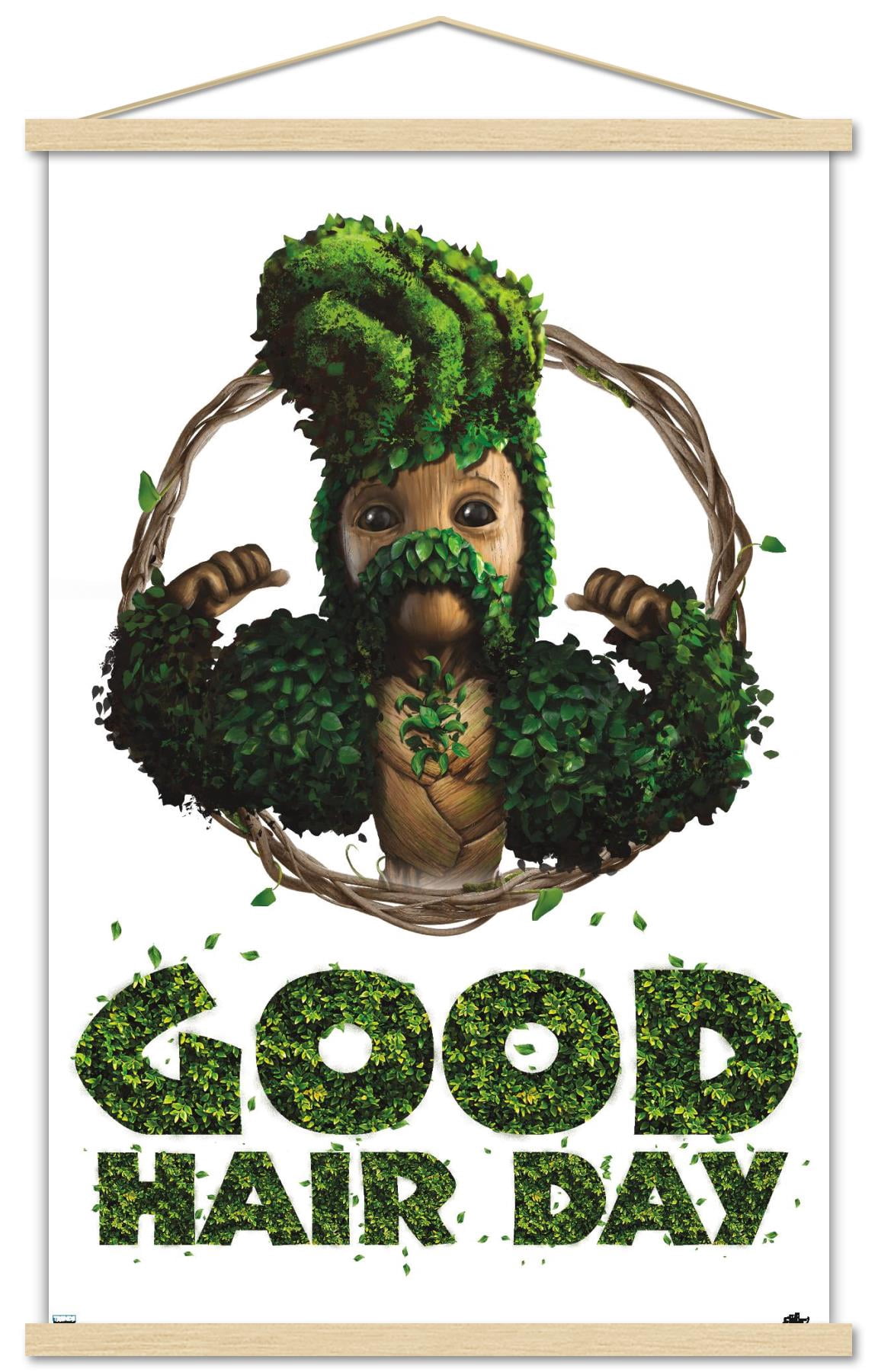 Marvel I Am Groot - Good Hair Day Wall Poster with Magnetic Frame, 22.375" x 34"