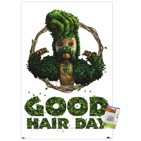 Marvel I Am Groot - Good Hair Day Wall Poster with Pushpins, 22.375" x 34"