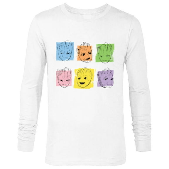 Marvel I Am Groot Guardians of the Galaxy Groot Color Moods - Long Sleeve T-Shirt for Men - Customized-White