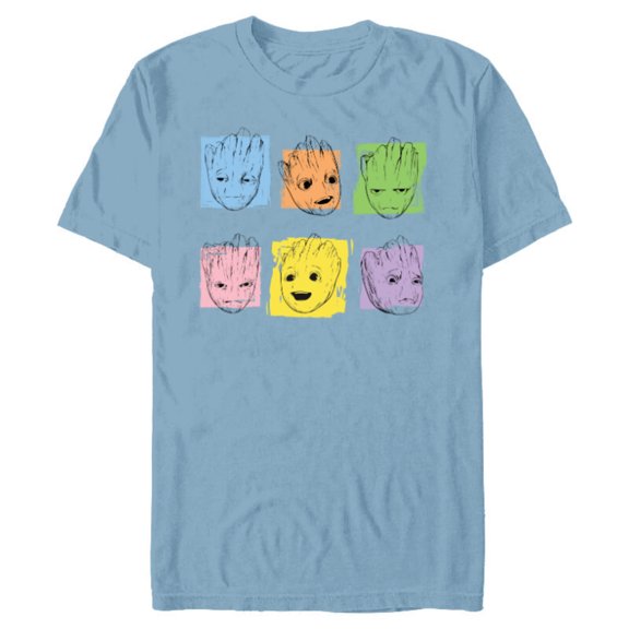 Marvel I Am Groot Guardians of the Galaxy Groot Color Moods - Short Sleeve Blended T-Shirt for Adults - Customized-Ocean Blue
