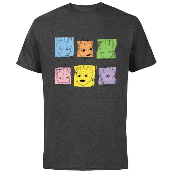 Marvel I Am Groot Guardians of the Galaxy Groot Color Moods - Short Sleeve Cotton T-Shirt for Adults - Customized-Charcoal Heather