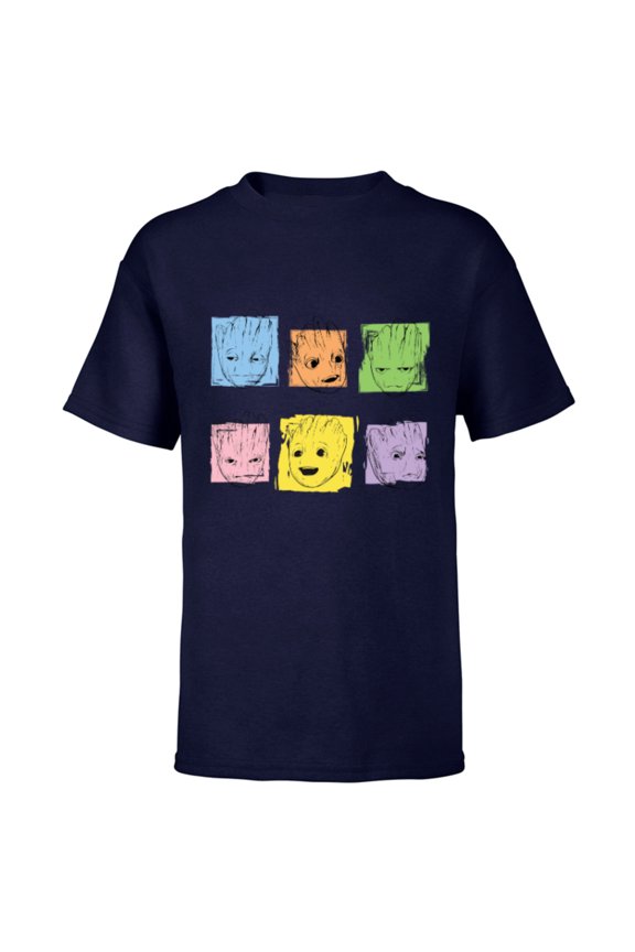I Am Groot Guardians of the Galaxy Groot Color Moods - Short Sleeve T-Shirt for Kids - Customized-Navy