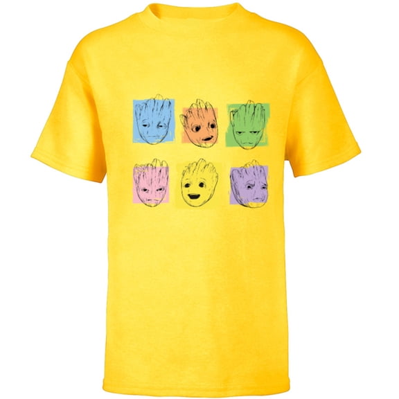 Marvel I Am Groot Guardians of the Galaxy Groot Color Moods - Short Sleeve T-Shirt for Kids - Customized-Yellow