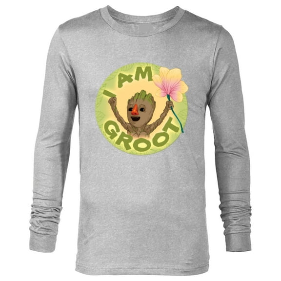 Marvel I Am Groot Guardians of the Galaxy Groot with Nose - Long Sleeve T-Shirt for Men - Customized-Athletic Heather