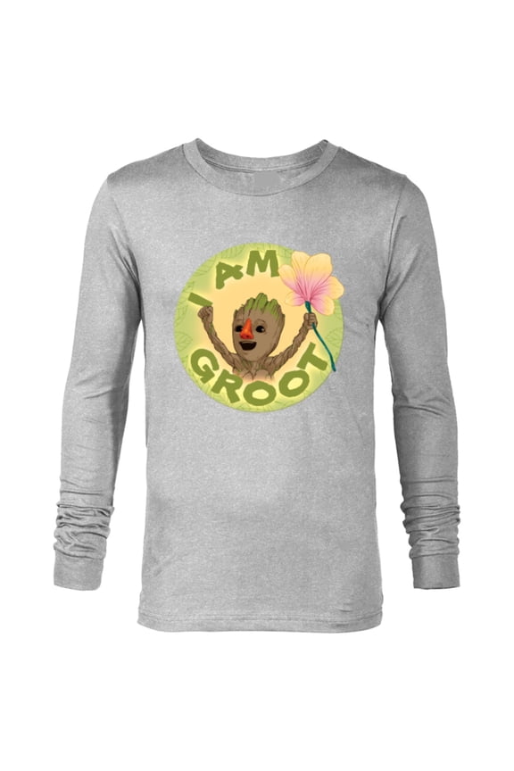 I Am Groot Guardians of the Galaxy Groot with Nose - Long Sleeve T-Shirt for Men - Customized-Athletic Heather