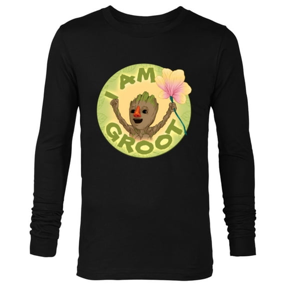 Marvel I Am Groot Guardians of the Galaxy Groot with Nose - Long Sleeve T-Shirt for Men - Customized-Black