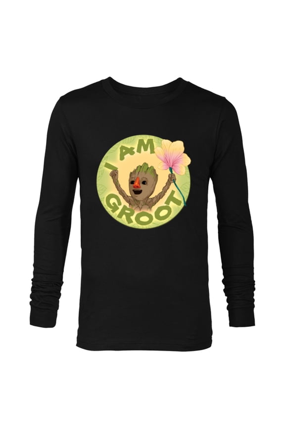 I Am Groot Guardians of the Galaxy Groot with Nose - Long Sleeve T-Shirt for Men - Customized-Black