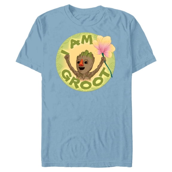 Marvel I Am Groot Guardians of the Galaxy Groot with Nose - Short Sleeve Blended T-Shirt for Adults - Customized-Ocean Blue