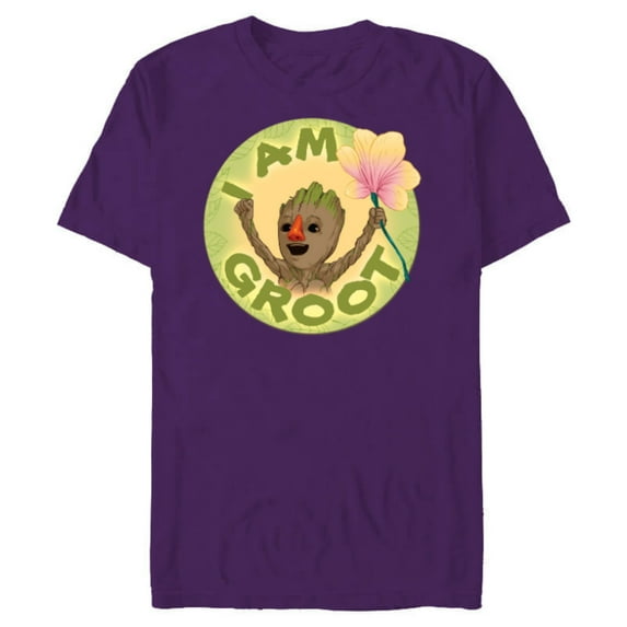 Marvel I Am Groot Guardians of the Galaxy Groot with Nose - Short Sleeve Blended T-Shirt for Adults - Customized-Purple
