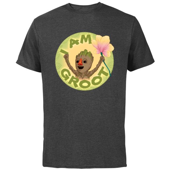 Marvel I Am Groot Guardians of the Galaxy Groot with Nose - Short Sleeve Cotton T-Shirt for Adults - Customized-Charcoal
