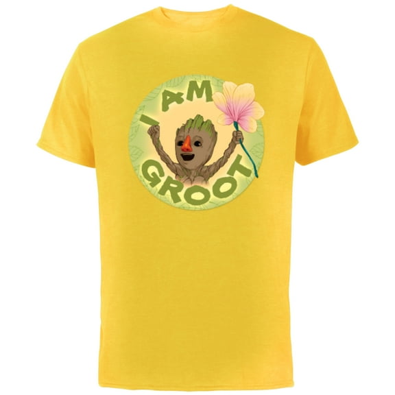 Marvel I Am Groot Guardians of the Galaxy Groot with Nose - Short Sleeve Cotton T-Shirt for Adults - Customized-Yellow