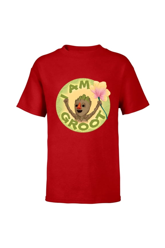 I Am Groot Guardians of the Galaxy Groot with Nose - Short Sleeve T-Shirt for Kids - Customized-Red