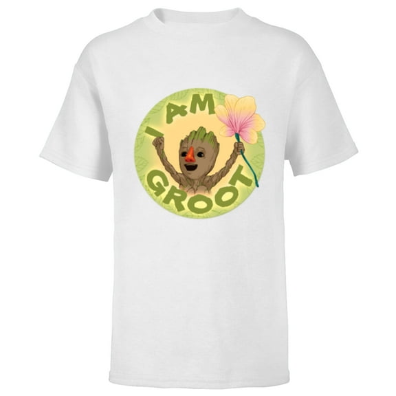 Marvel I Am Groot Guardians of the Galaxy Groot with Nose - Short Sleeve T-Shirt for Kids - Customized-White