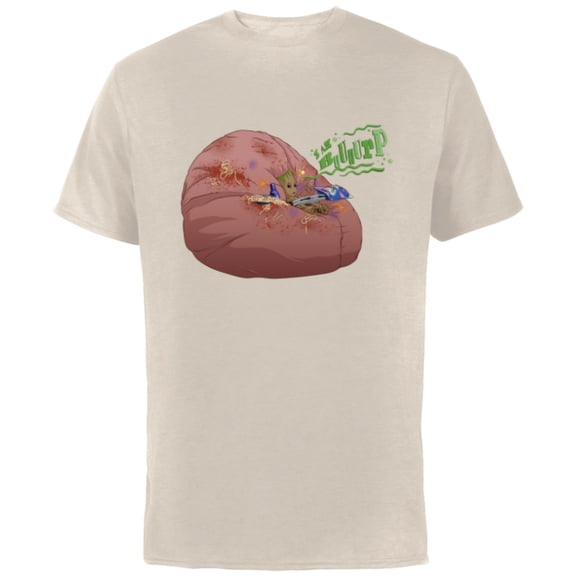 Marvel I Am Groot Guardians of the Galaxy Messy Pillow Burp - Short Sleeve Cotton T-Shirt for Adults - Customized-Natural