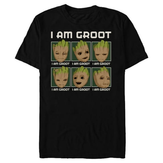 Marvel I Am Groot Guardians of the Galaxy Moods of Groot - Short Sleeve Blended T-Shirt for Adults - Customized-Black