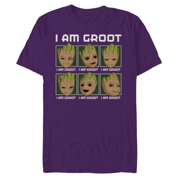 Marvel I Am Groot Guardians of the Galaxy Moods of Groot - Short Sleeve Blended T-Shirt for Adults - Customized-Purple