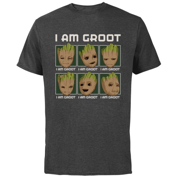 Marvel I Am Groot Guardians of the Galaxy Moods of Groot - Short Sleeve Cotton T-Shirt for Adults - Customized-Charcoal