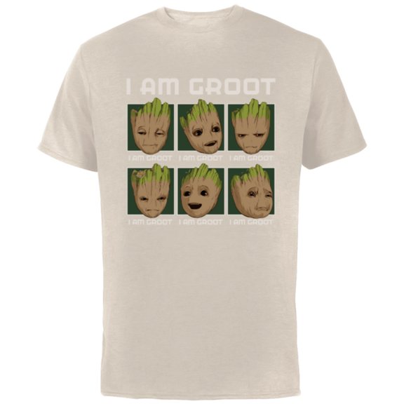Marvel I Am Groot Guardians of the Galaxy Moods of Groot - Short Sleeve Cotton T-Shirt for Adults - Customized-Natural