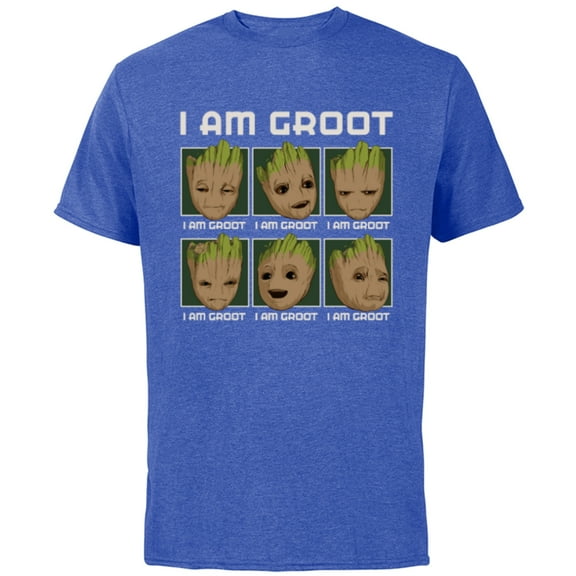 Marvel I Am Groot Guardians of the Galaxy Moods of Groot - Short Sleeve Cotton T-Shirt for Adults - Customized-Royal Heather