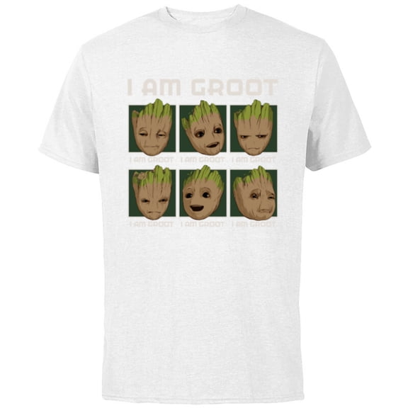 Marvel I Am Groot Guardians of the Galaxy Moods of Groot - Short Sleeve Cotton T-Shirt for Adults - Customized-White