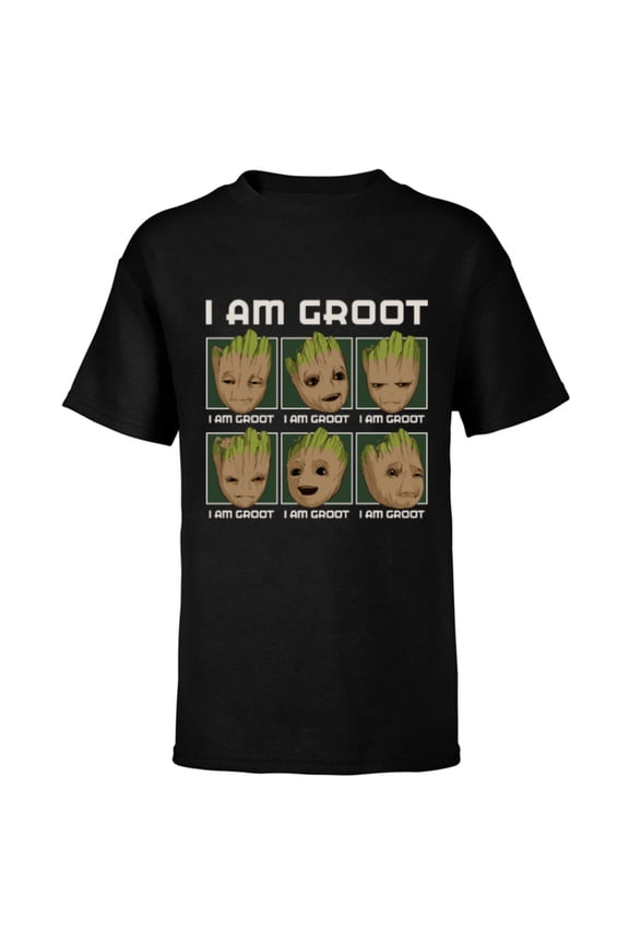 I Am Groot Guardians of the Galaxy Moods of Groot - Short Sleeve T-Shirt for Kids - Customized-Black