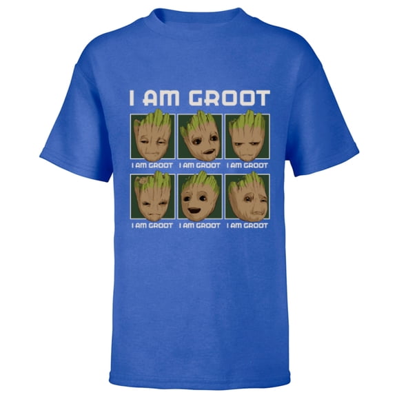 Marvel I Am Groot Guardians of the Galaxy Moods of Groot - Short Sleeve T-Shirt for Kids - Customized-Royal