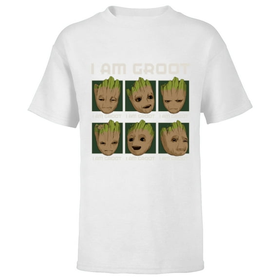 Marvel I Am Groot Guardians of the Galaxy Moods of Groot - Short Sleeve T-Shirt for Kids - Customized-White