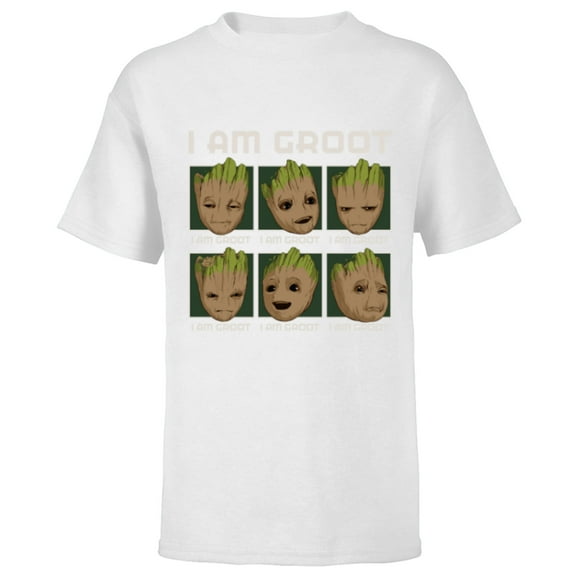 Marvel I Am Groot Guardians of the Galaxy Moods of Groot - Short Sleeve T-Shirt for Kids - Customized-White