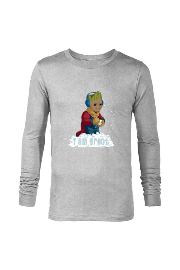 I Am Groot Guardians of the Galaxy Snow Day Groot - Long Sleeve T-Shirt for Men - Customized-Athletic Heather