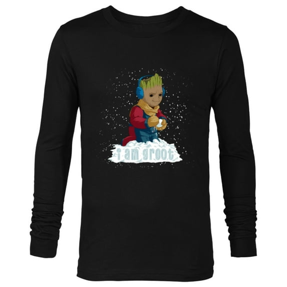 Marvel I Am Groot Guardians of the Galaxy Snow Day Groot - Long Sleeve T-Shirt for Men - Customized-Black