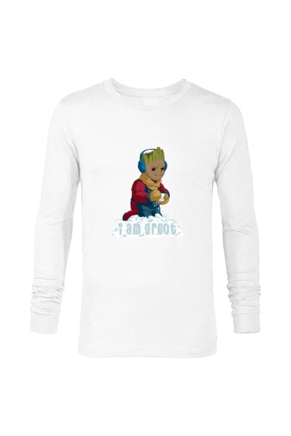 I Am Groot Guardians of the Galaxy Snow Day Groot - Long Sleeve T-Shirt for Men - Customized-White