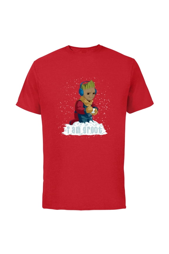 I Am Groot Guardians of the Galaxy Snow Day Groot - Short Sleeve Cotton T-Shirt for Adults - Customized-Red