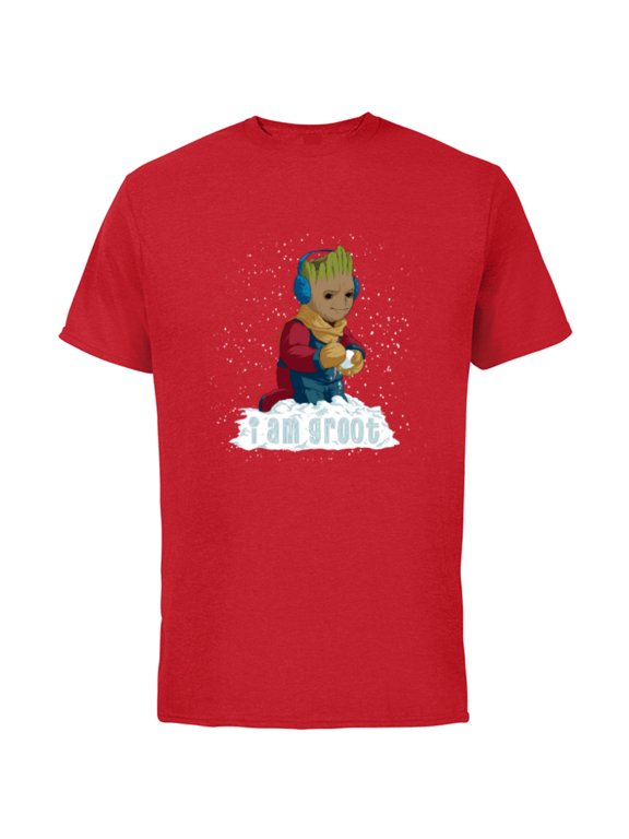 I Am Groot Guardians of the Galaxy Snow Day Groot - Short Sleeve Cotton T-Shirt for Adults - Customized-Red