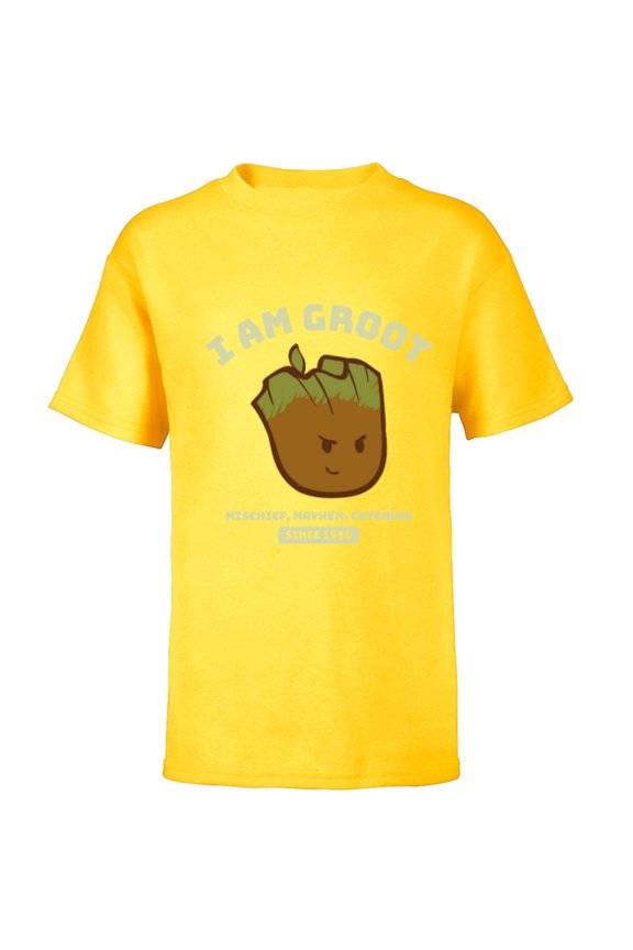I Am Groot Mischief Mayhem and Cuteness Since 1960 - Short Sleeve T-Shirt for Kids - Customized-Yellow