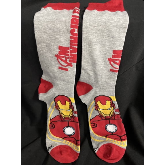 Marvel I Am Invincible Iron Man Mens Novelty Crew Sock Size 10-13