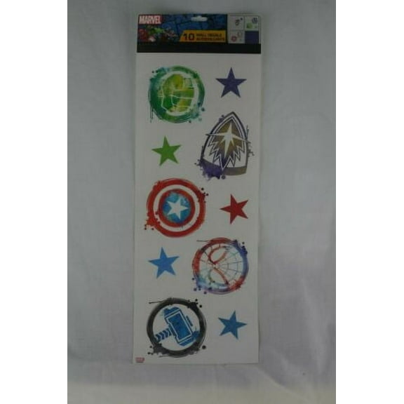 Marvel Icon Wall Stickers 10 Wall Decals Captain America Hulk Spiderman Thor Kids Superhero Room Stickers RMK3737SS