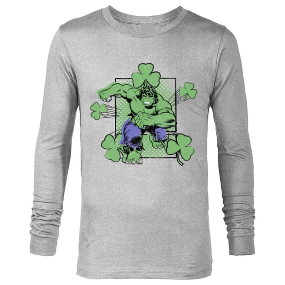 Marvel Incredible Hulk St. Patrick's Day Shamrock - Long Sleeve T-Shirt for Men - Customized-Athletic Heather