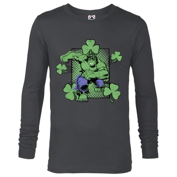 Marvel Incredible Hulk St. Patrick's Day Shamrock - Long Sleeve T-Shirt for Men - Customized-Charcoal Heather